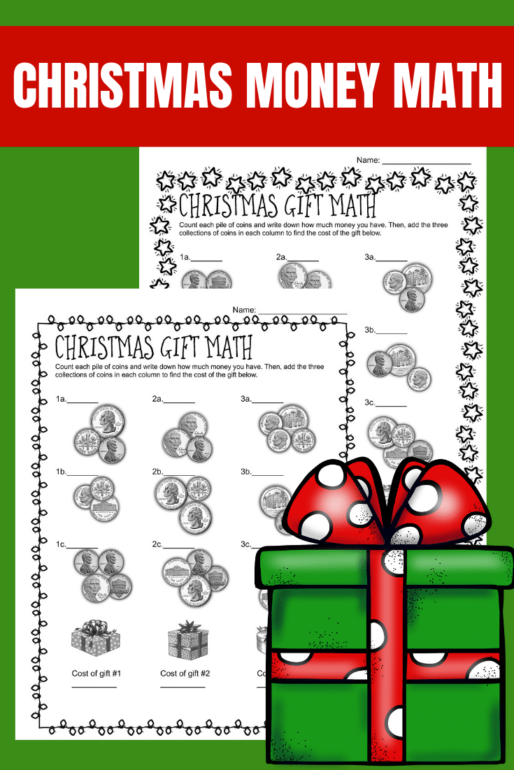 christmas money math - counting and adding coins - only passionate